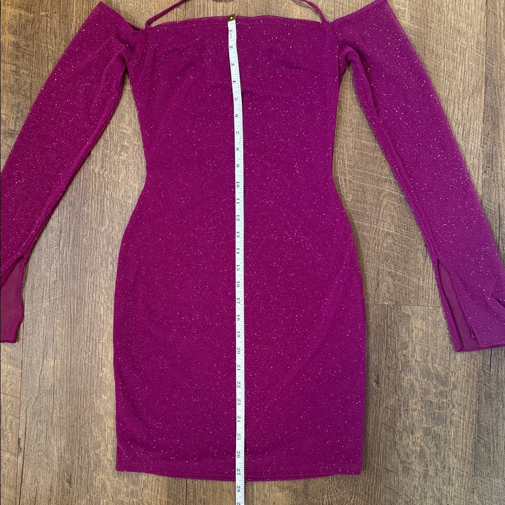 Levya’s Women’s Teens Sparkly Square Neck Mini Dress Long Sleeve Lined Size S - Picture 6 of 10